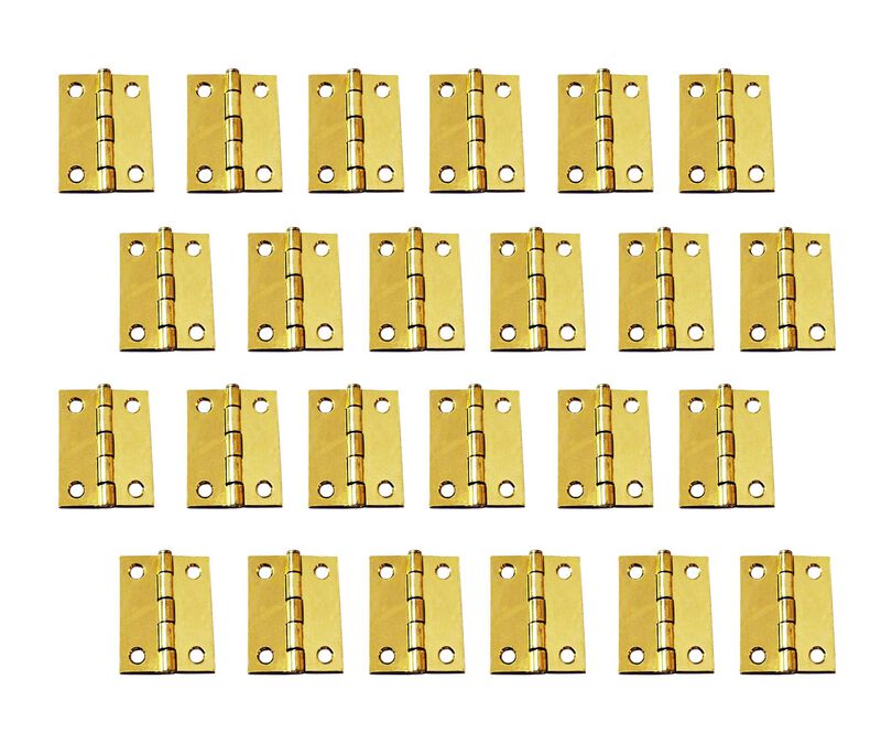 QCAA Narrow Butt Utility Hinge, Swaged, with Removable Loose Pin for Cabinet Door or Box Hinge, 2 x 1-1/2 x 1.4mm, Brass Pla