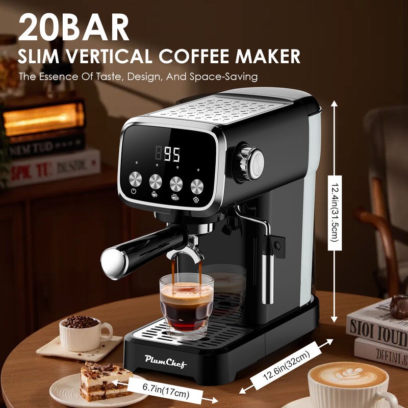 20BAR Slim Vertical Espresso Machine with Milk Frother, Built-in Cup Warmer, 43 OZ Detachable Tank, Screen Button image number 1
