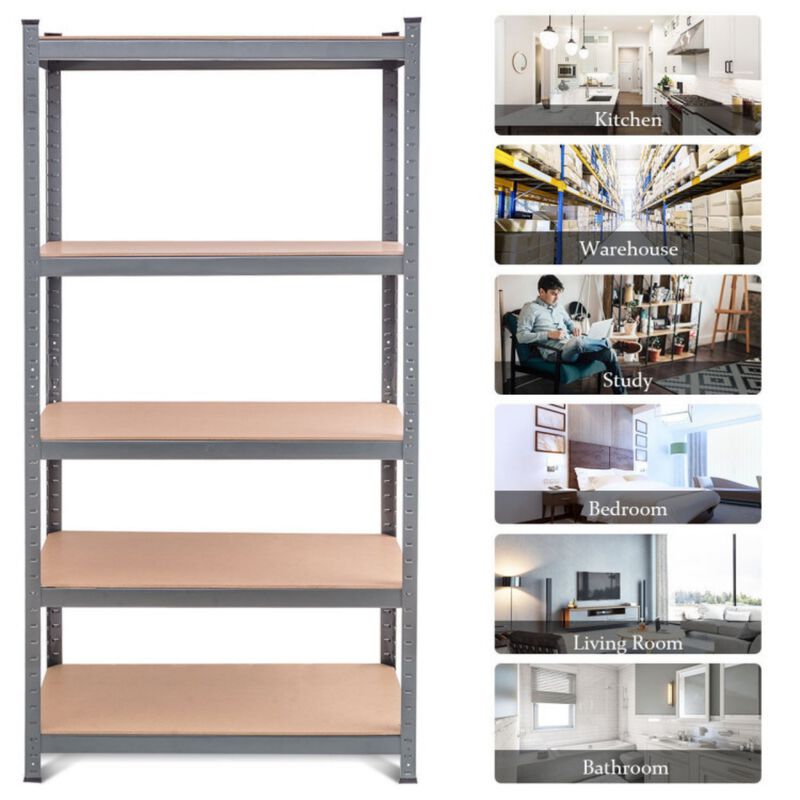71 inch Heavy Duty Steel Adjustable 5 Level Storage Shelves image number 5
