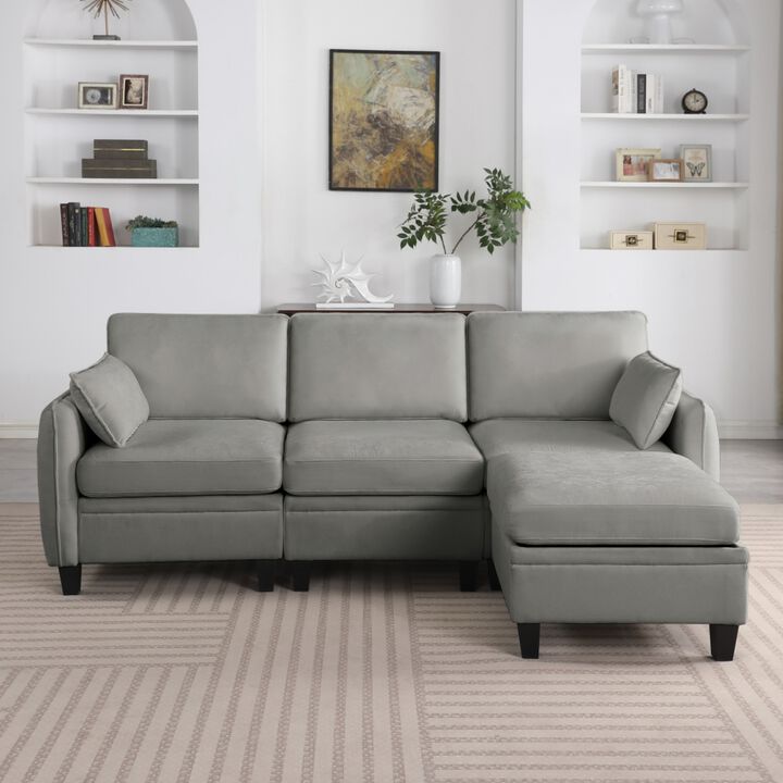 Lomfad Chenille Modular L‑Shaped Sectional Sofa