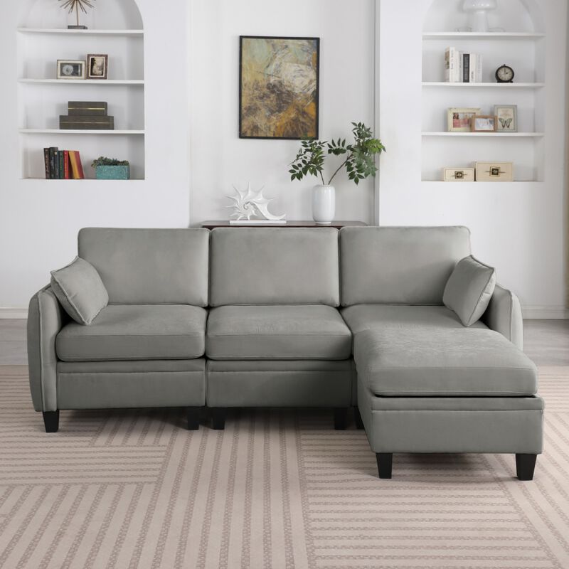 Lomfad Chenille Modular L‑Shaped Sectional Sofa image number 1