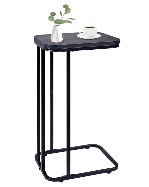 KJGKK C Shaped End Table, 27 Inches High Small Side Table for Sofa and Bed, Couch Table That Slides Under, Tall Tv Tray Table fo
