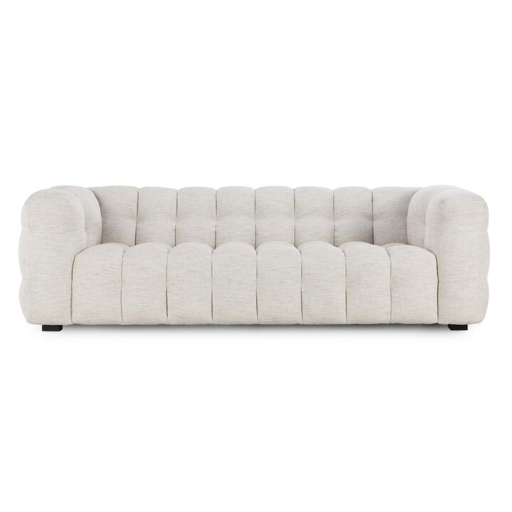 Gracious Wooden Full Bed With Trundle And SQU Tufted HB, White
