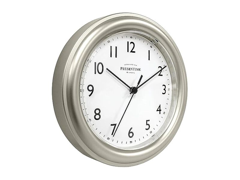 Farmhouse Essential Morning Silver Color Wall Clock 5 Inch Silent Non Ticking image number 3