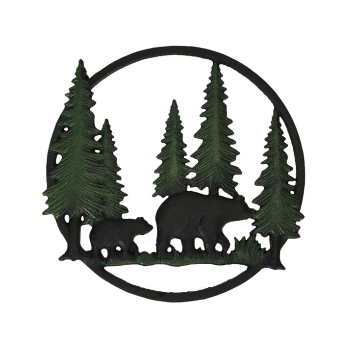 Black Bears in Forest Wall Hanging - 12" - Cabin Decor