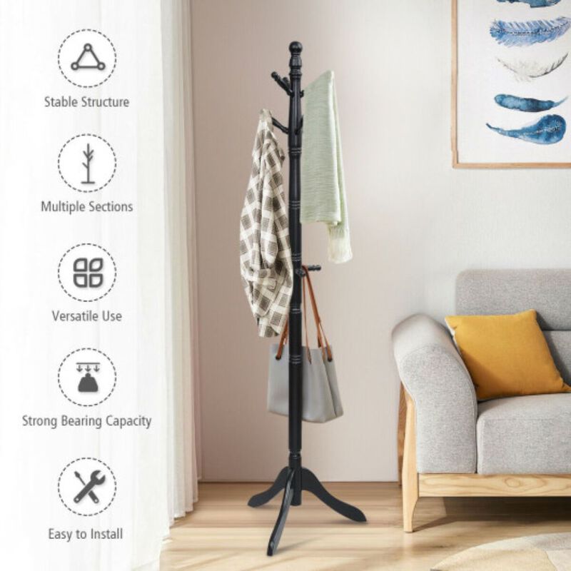 Entryway Height Adjustable Coat Stand with 9 Hooks