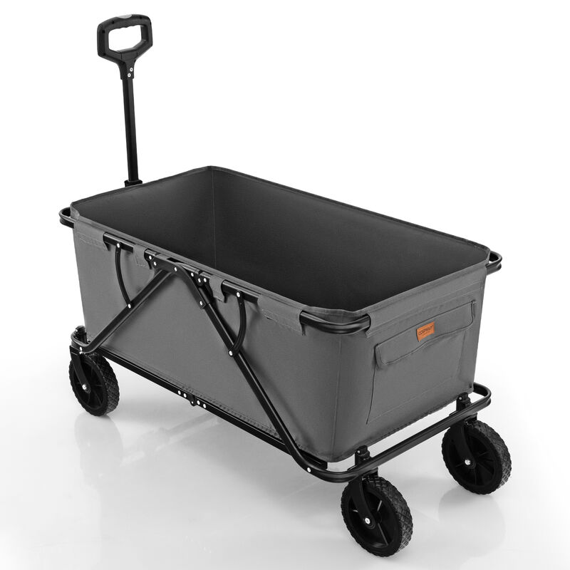 Collapsible Folding Wagon Cart with Adjustable Handle and Heavy-Duty Wheels