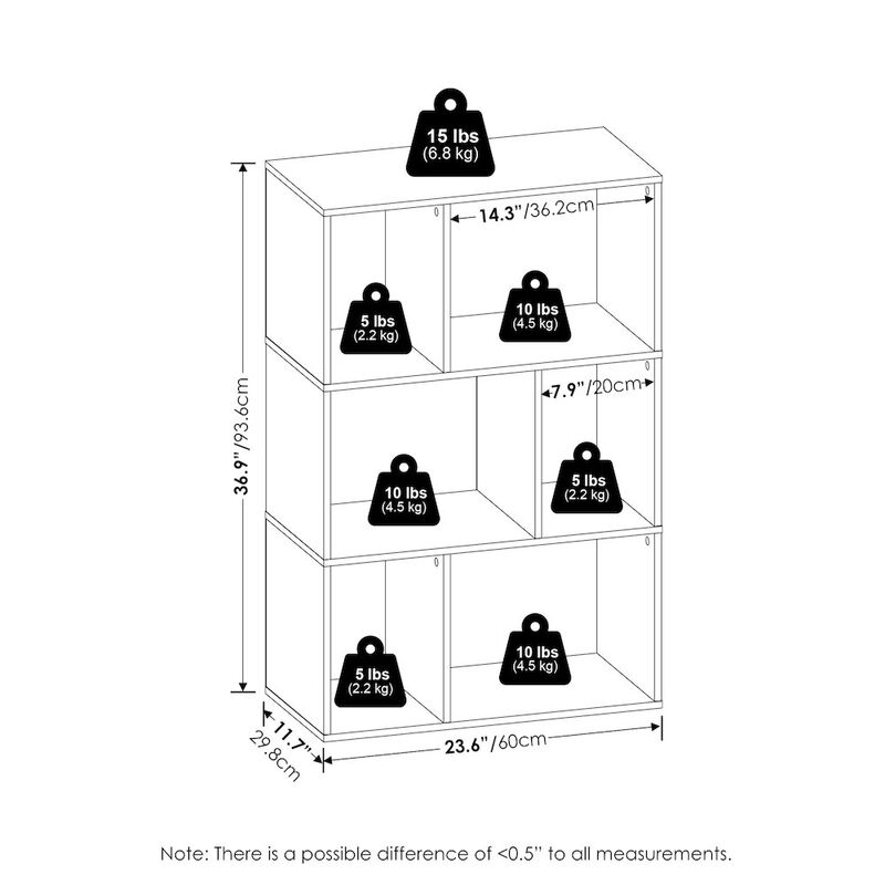 Daly 6-Cube Irregular Cubes Bookcase, Bookshelf, Storage Organizer, White