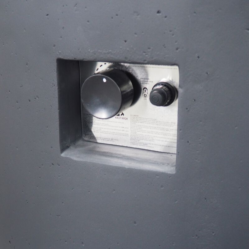 Mondawe 31 in. Dark Grey Round Column Heating Outdoor Fire Pit Table