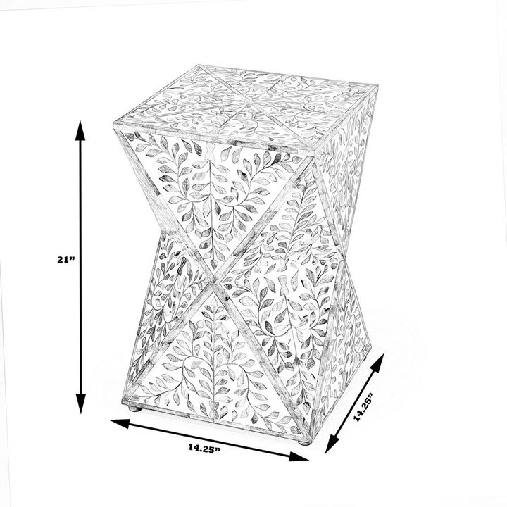 Butler Specialty Trubadur Bone Inlay Side Table, Sky Blue and White