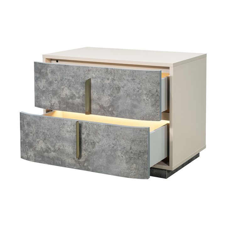 Michael Amini Pavira 2-Drawer Nightstand - Stone