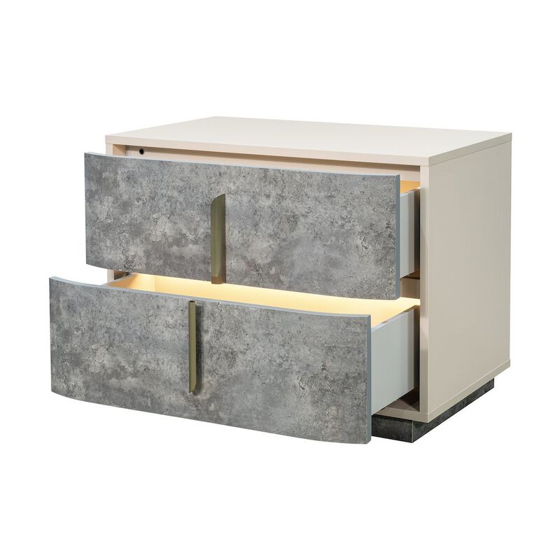 Michael Amini Pavira 2-Drawer Nightstand - Stone image number 1