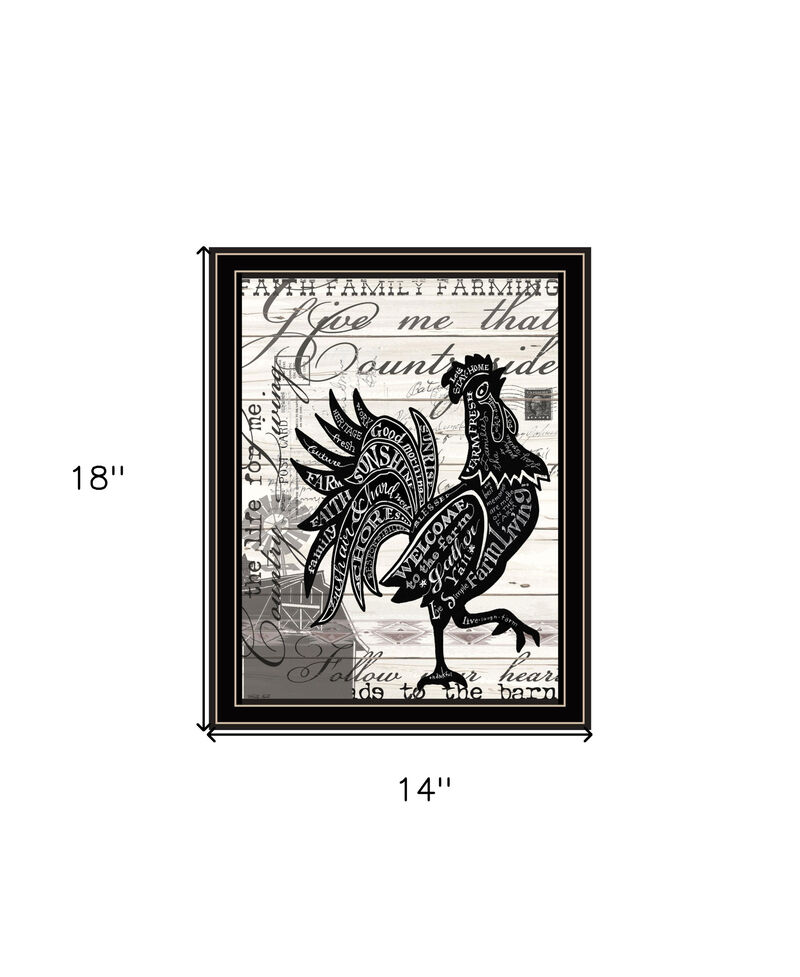 HomeRoots Faith Family Farming Rooster Black Framed Wall Art image number 4