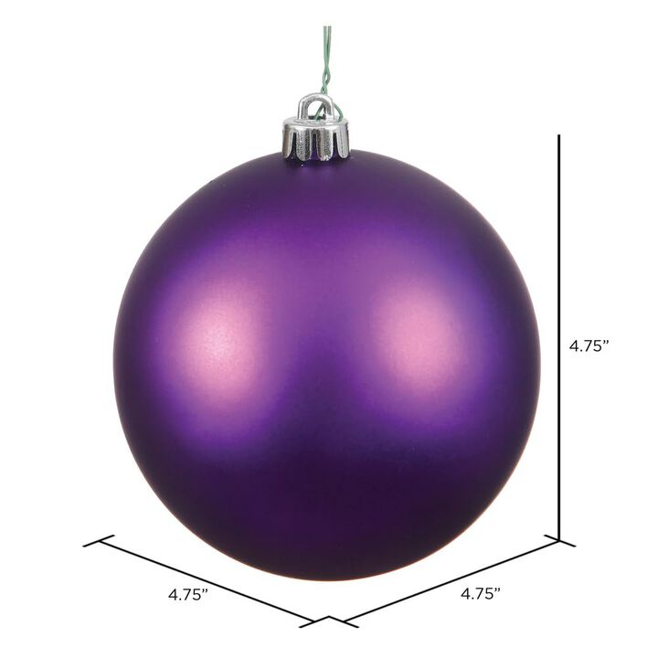 Vickerman 4.75" Plum Matte Ball Ornament, 4 per Bag