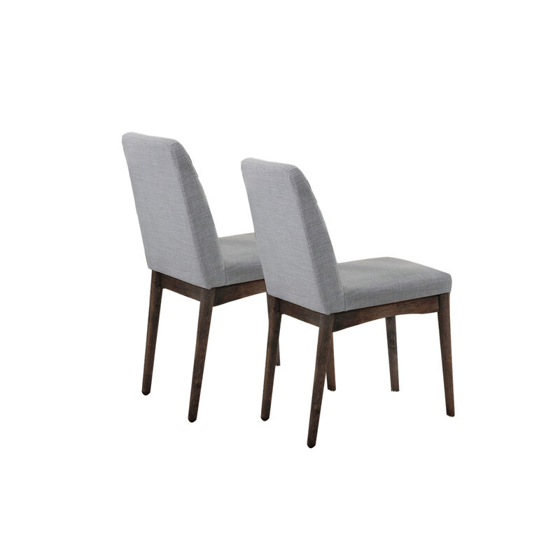 Grey Fabric Upholstered Dining Chair, Brown(Set of 2)