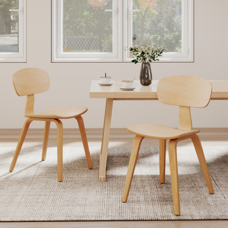 Set of 4 Modern Dining Chairs with Wide Comfortable Seat Natural image number 3