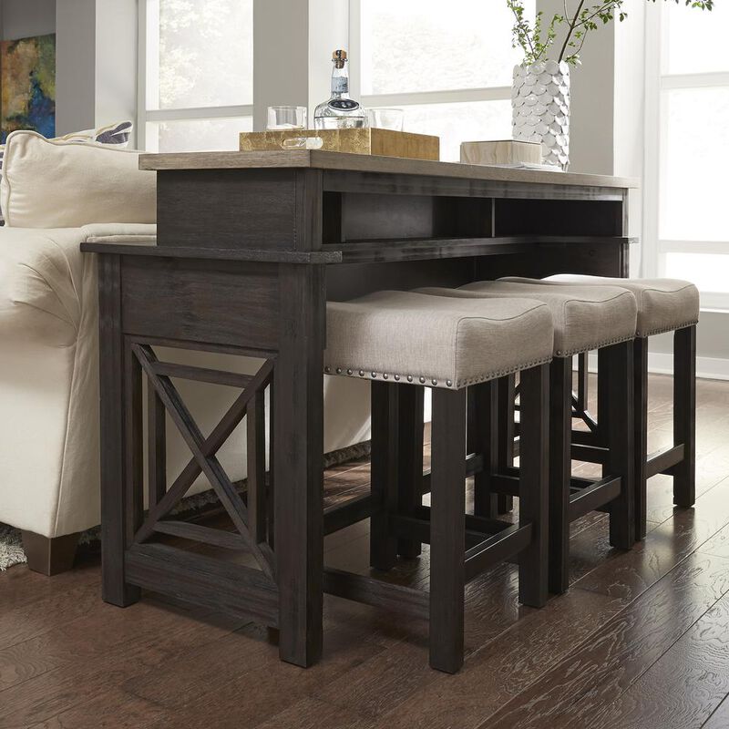 Liberty Furniture Heatherbrook Console Bar Table in Charcoal image number 6