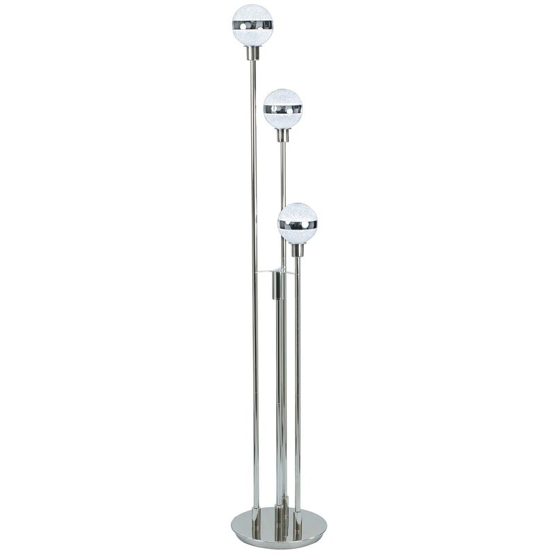 Benjara BM309040 59 in. Round Base Floor Lamp with Modern Accent Globe Glass Shade Nickel & Silver