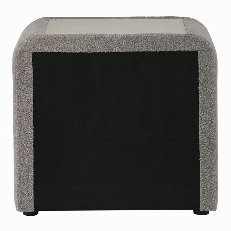 Kery Glass Top Nightstand, 2 Drawers, Teddy Sherpa Upholstery image number 4