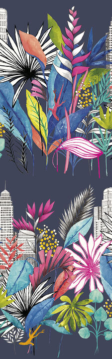 Sierra Indigo Urban Tropic Wallpaper (Set of 2)