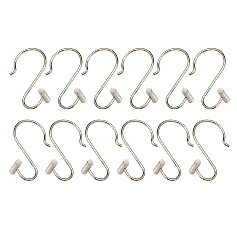 Metal Shower Curtain Hooks, Set of 12 image number 4