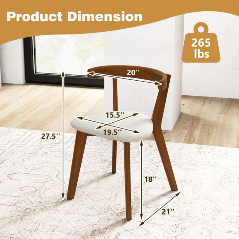 Hivvago Wood Dining Chair Set of 2 with Padded Seat and Curved Back