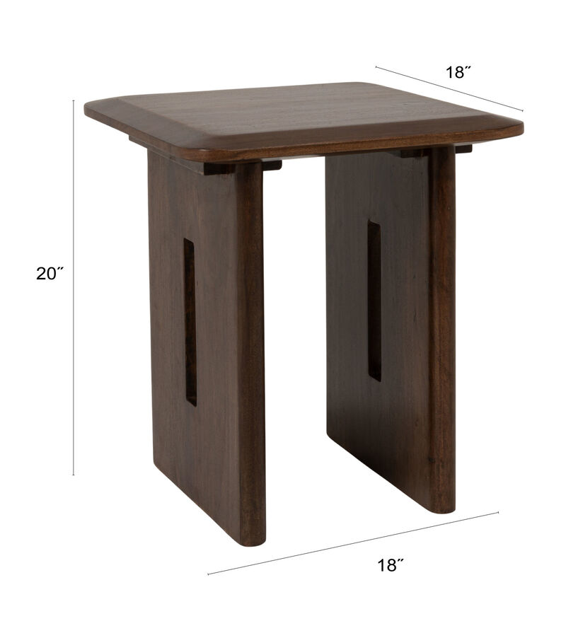 Acacia Wood Square End Table, Walnut Finish image number 2