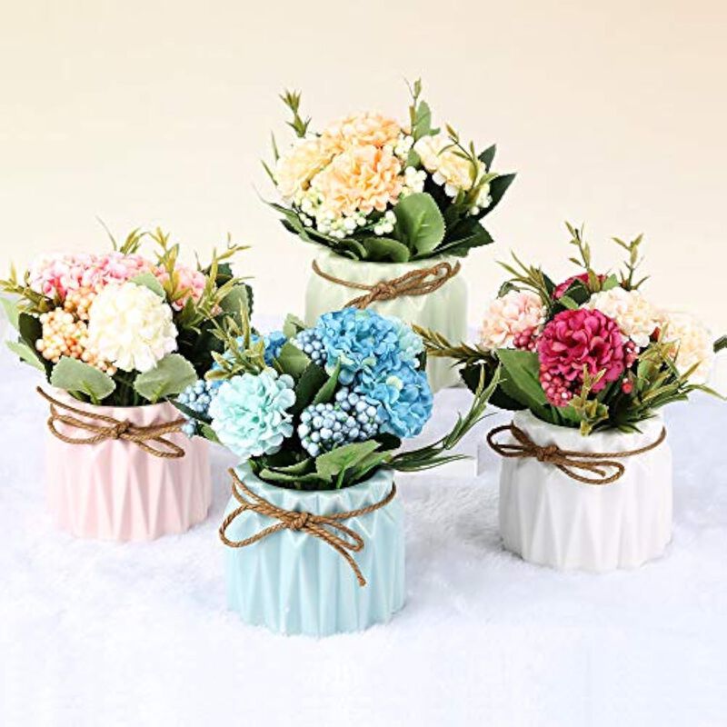 White Artificial Hydrangea Flower Stems Vase Filler Bouquet image number 3