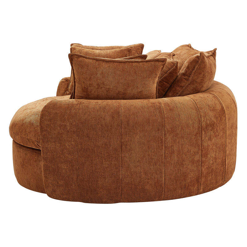 Merax Round Chenille Chaise Sofa with 8 Throw Pillows