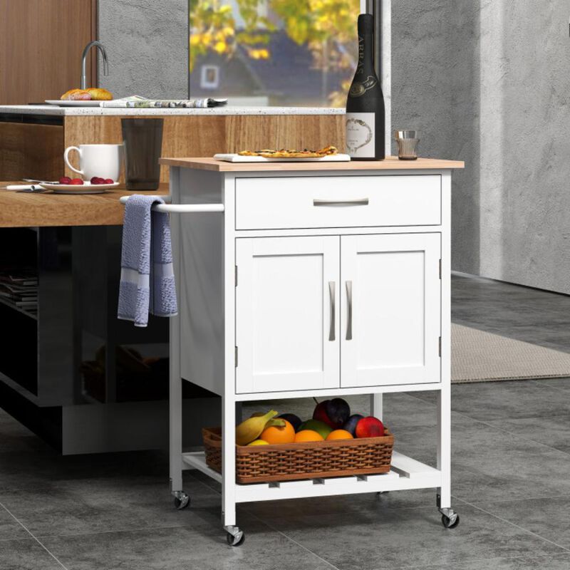 Hivvago Rolling Kitchen Island Cart with Drawer and Towel Rack