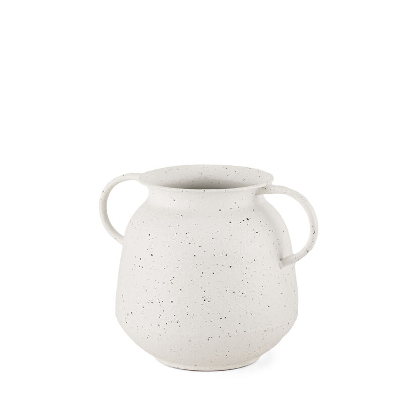 HomeRoots 7" White Speckle Metal Amphora Table Vase image number 0