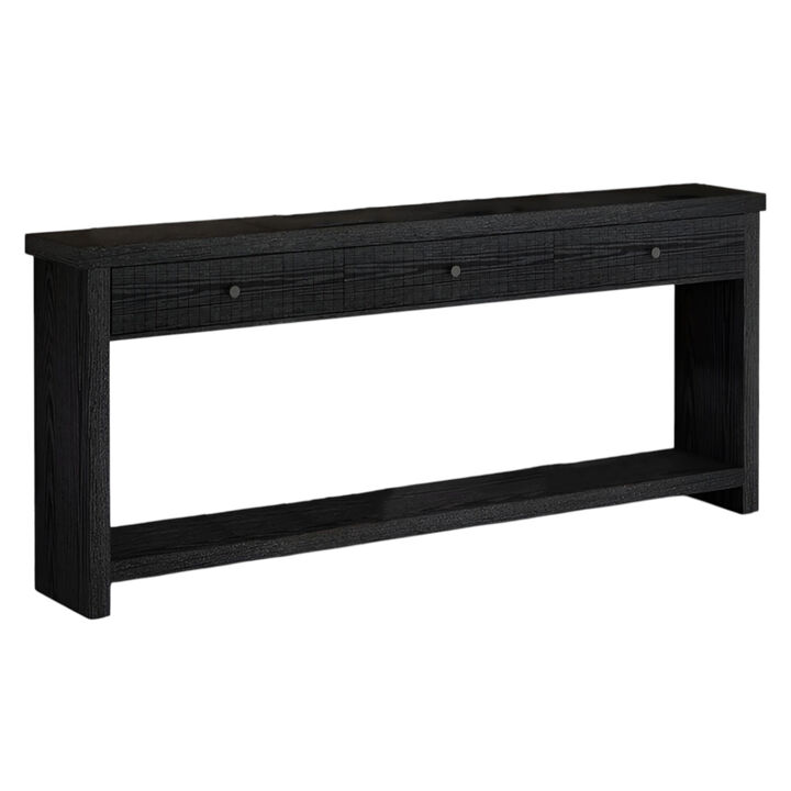 Wood Sofa Table with 3 Drawers, Long Console Table for Entryway-Black