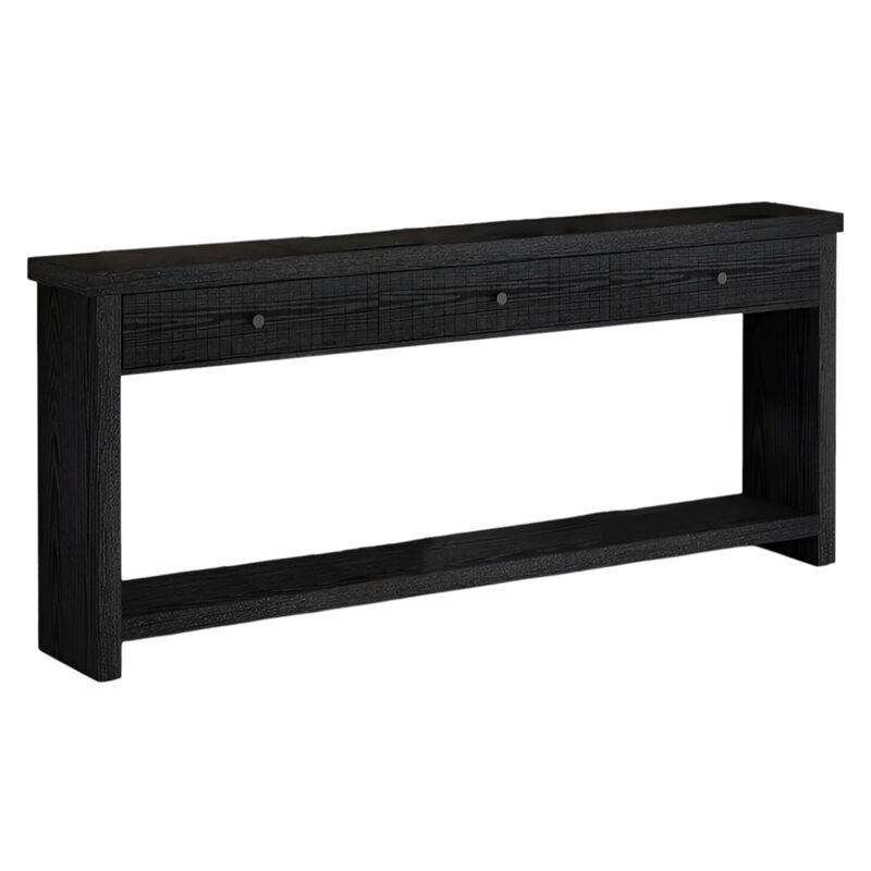 Wood Sofa Table with 3 Drawers, Long Console Table for Entryway-Black image number 0