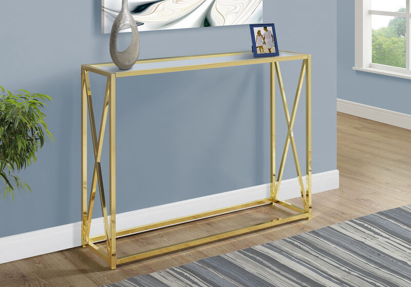 Modern Glass Frame Console Table with Clear Top for Entryway or Living Room Decor