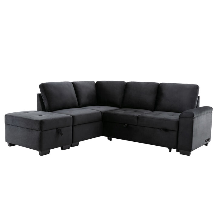 Merax L-Shape Corner Couch Sofa Bed with Storage Ottoman
