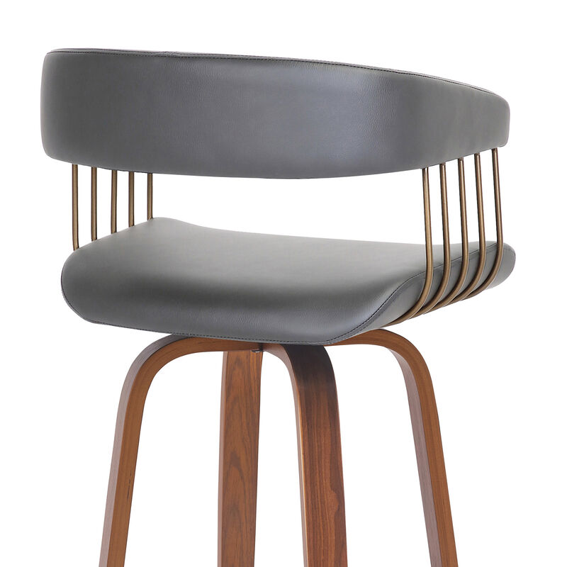 HomeRoots Faux Leather Counter Stool with Armrests and Bucket Seat image number 5