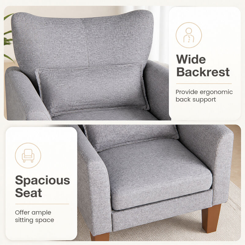 Upholstered Accent Chair with Removable Cushion and Pillow for Bedroom image number 5