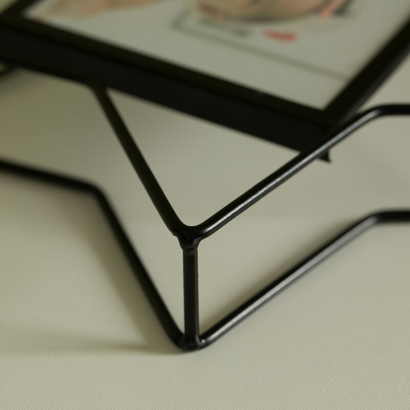Modern Star Shape Black Metal Decor Photo Frame for Tabletop Display, 4" x 6"