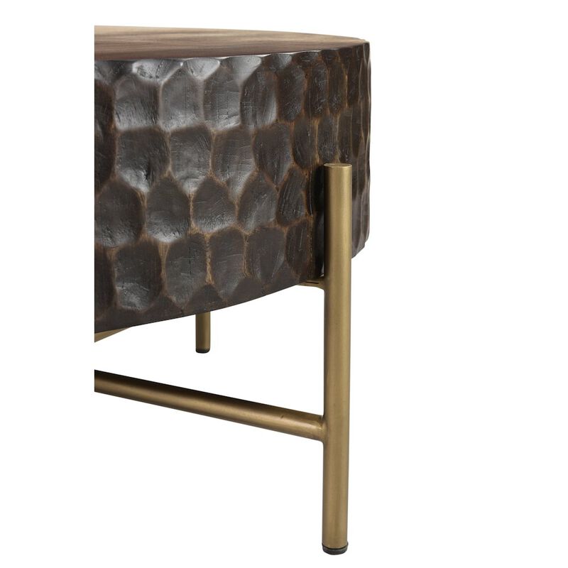 World Interiors Vallarta 34" Carved Coffee Table in Mango Wood with Two Toned Finish image number 2