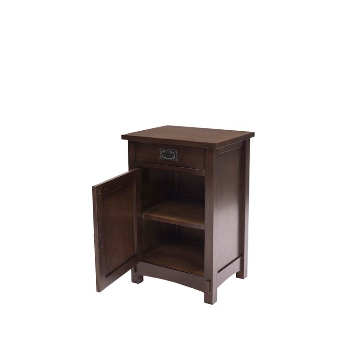 Crafters and Weavers Mission / Arts and Crafts 1 Door, 1 Drawer Nightstand - Walnut