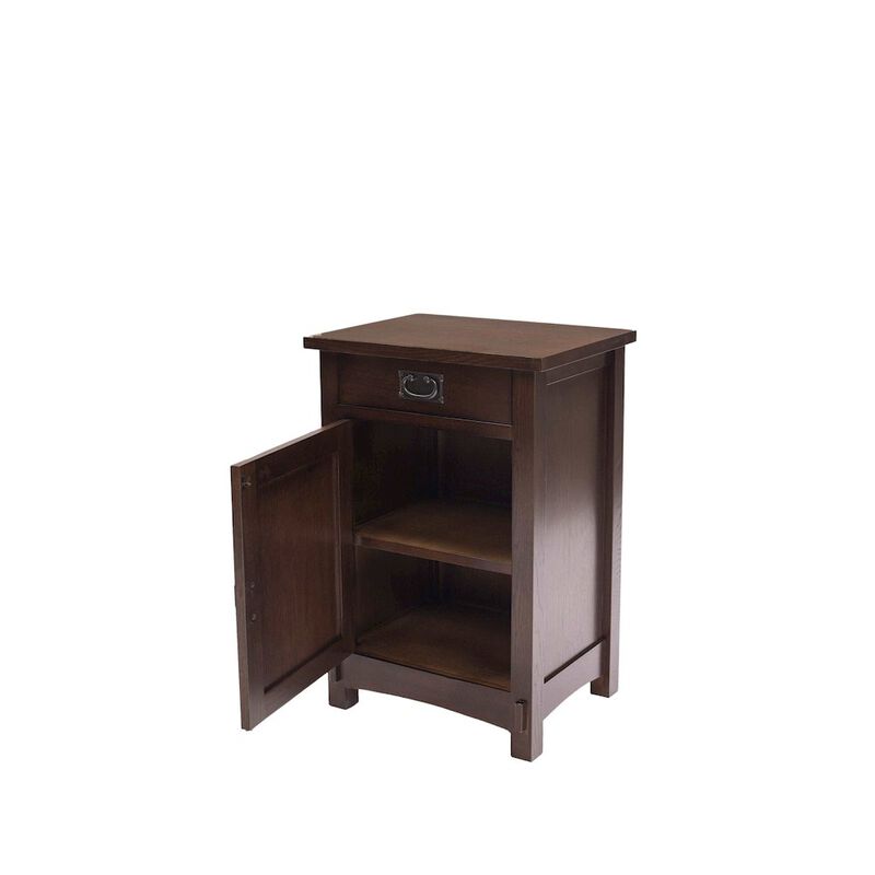 Crafters and Weavers Mission / Arts and Crafts 1 Door, 1 Drawer Nightstand - Walnut