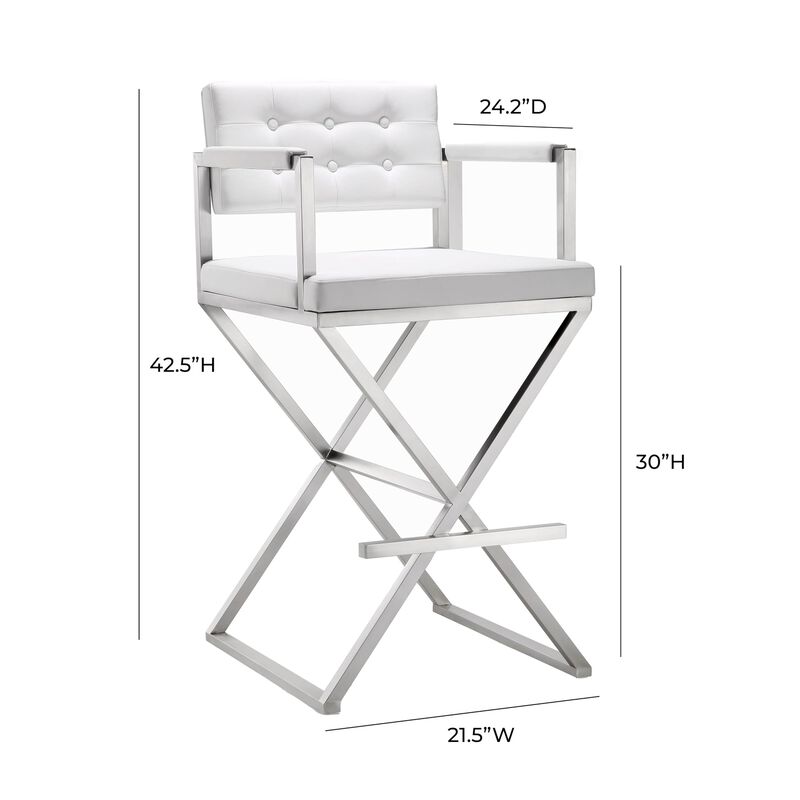 TOV Furniture Director Stainless Steel Barstool, White image number 2