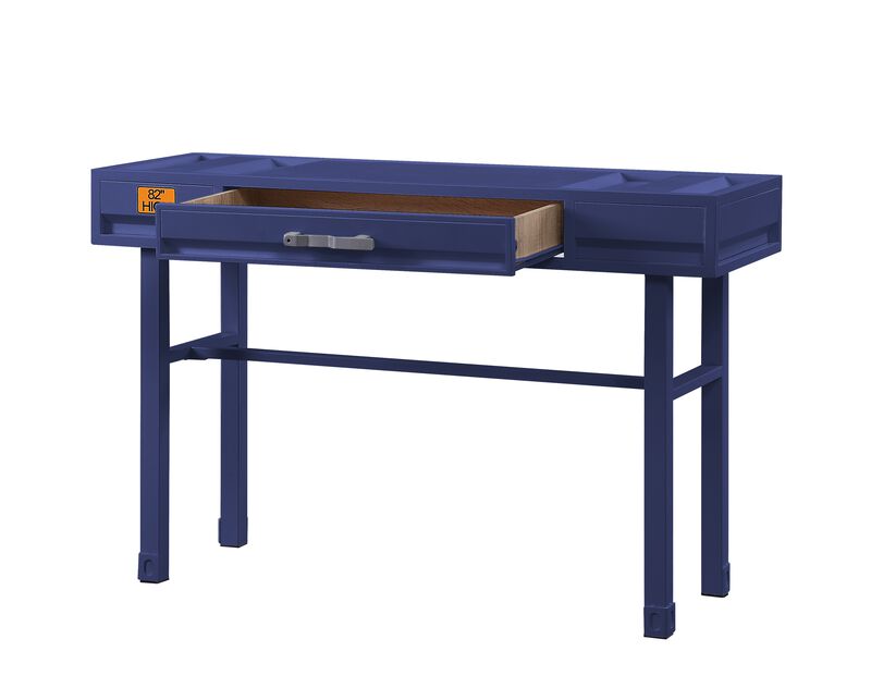 Industrial Style Metal and Wood 1 Drawer Vanity Desk, Blue image number 2