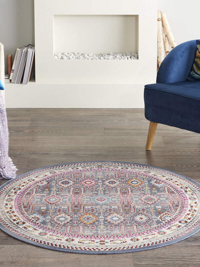 Vintage Kashan VKA05 Gray/Multicolor 4' x Round Rug