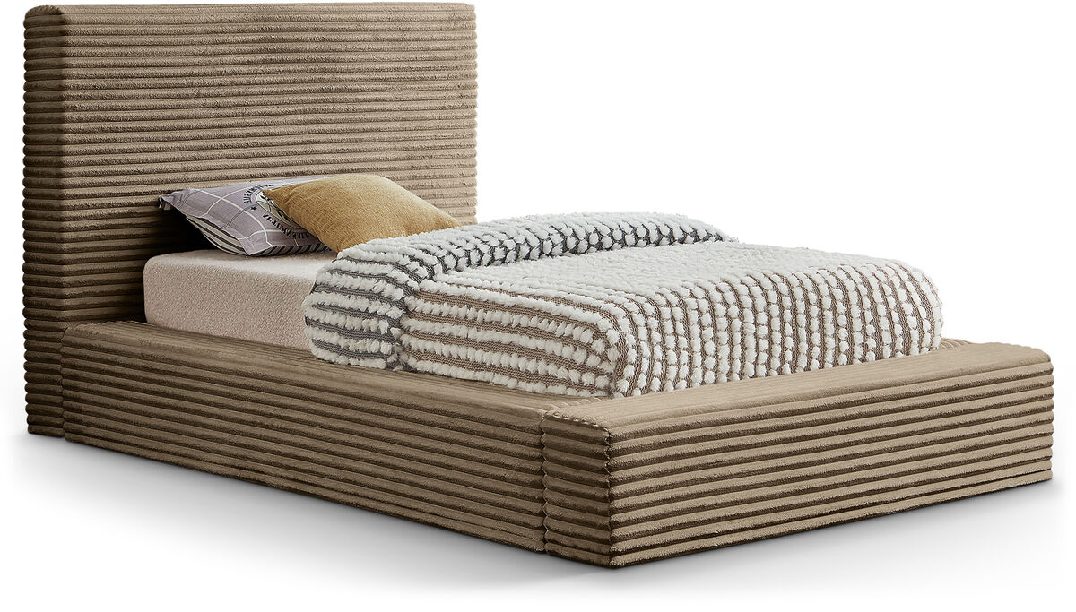 Meridian Furniture Dexter Taupe Corduroy Fabric Twin Bed