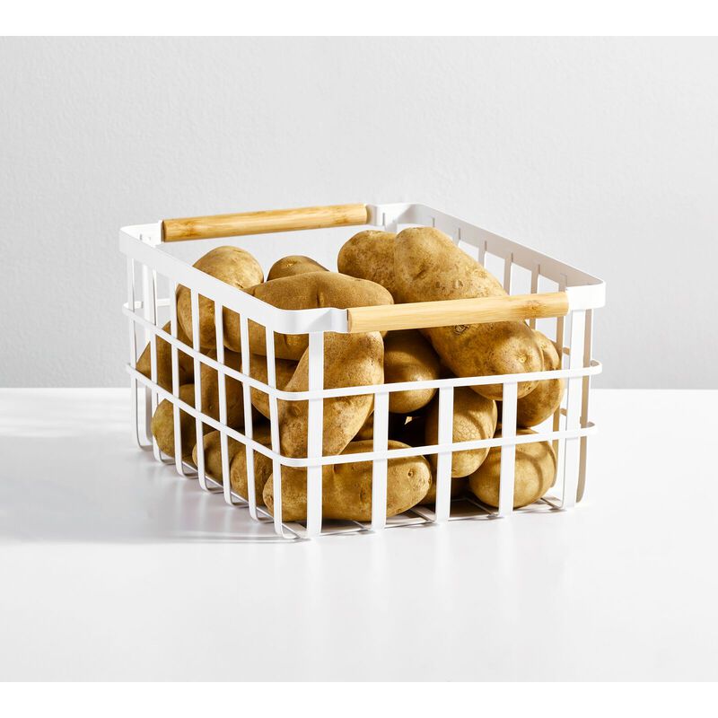 mDesign Metal Food Organizer Storage Basket - 4 Pack - Matte White/Natural image number 7