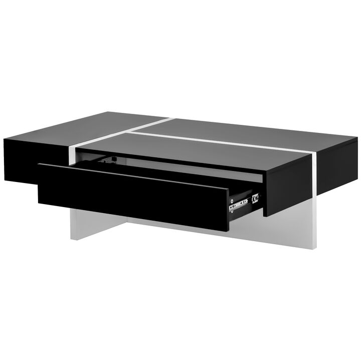 Modern High Gloss Coffee Table, Contemporary Rectangle Design for Sofa or Upholstered Chairs
