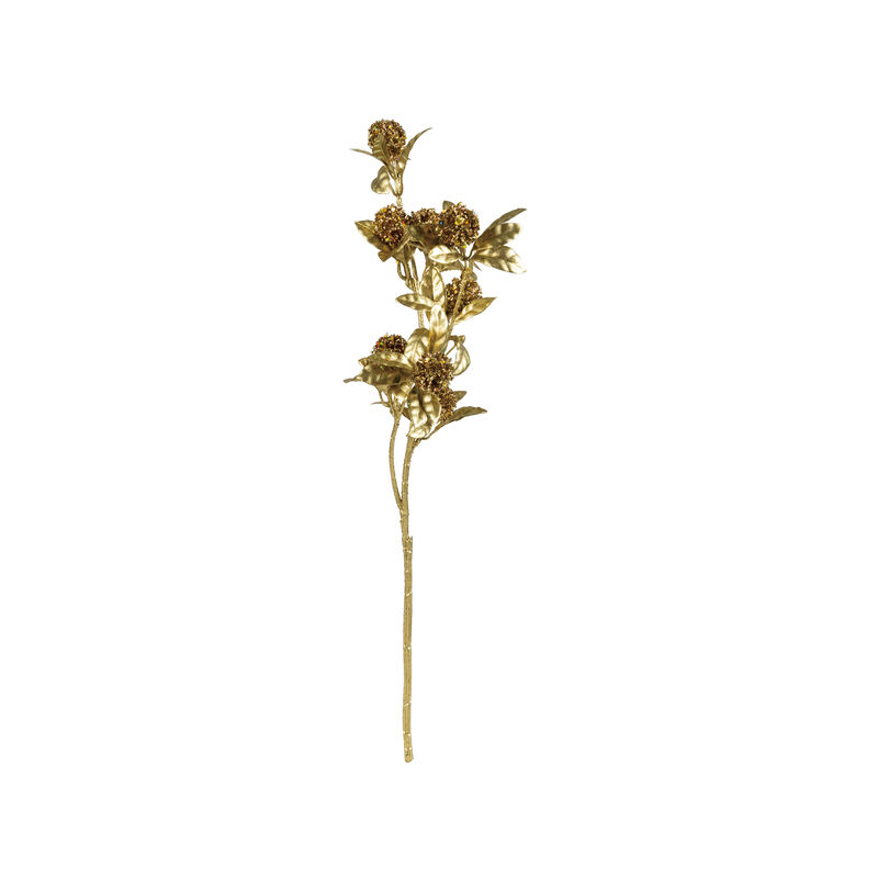 Glittered Gold Faux Berry & Leaf Stem with Iron Detail image number 0