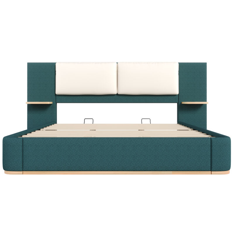 Merax Upholstered Bed Frame with Side Shelves