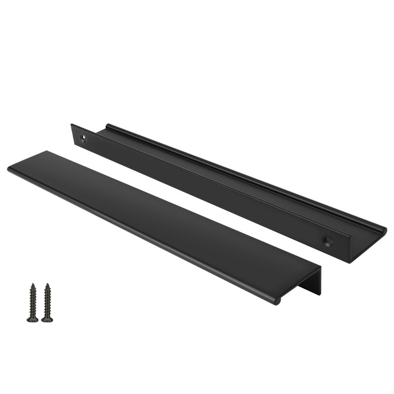 Peaha 10 Pack Kitchen Cabinet Handles 10 inch Black Pulls for Dresser Drawers Door Edge Finger Pull Aluminum Alloy Hardware